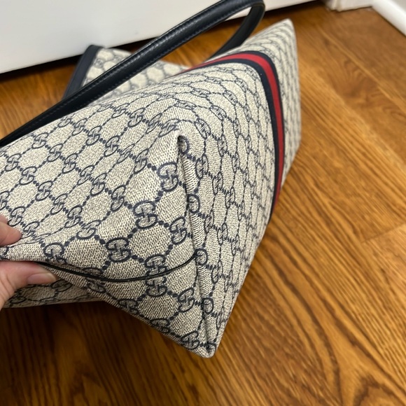 Gucci Ophidia Medium Tote Bag - Beige and Blue Supreme - Picture 5 of 16